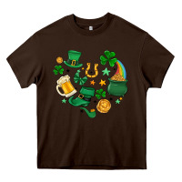 Chocolate Brown st. patrick heart doodle Heavy Core Tee - MaliasSmallBusiness