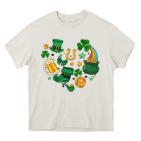 Cream st. patrick heart doodle Heavy Core Tee - MaliasSmallBusiness