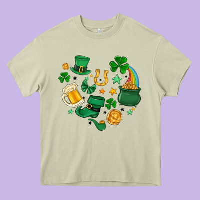 St. Patrick Heart Doodle Heavy Core Tee Designed By Maliassmallbusiness