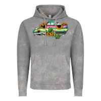 Cloud Rock North Carolina Map Sunflower Cactus Serape Vintage Hoodie - RanaPortraitStore