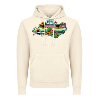 Vintage Artic North Carolina Map Sunflower Cactus Serape Vintage Hoodie - RanaPortraitStore