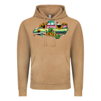 Vintage Camel North Carolina Map Sunflower Cactus Serape Vintage Hoodie - RanaPortraitStore