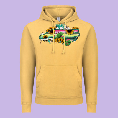 North Carolina Map Sunflower Cactus Serape Vintage Hoodie Designed By Ranaportraitstore
