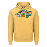 Vintage Mustard North Carolina Map Sunflower Cactus Serape Vintage Hoodie - RanaPortraitStore