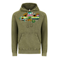 Vintage Olive North Carolina Map Sunflower Cactus Serape Vintage Hoodie - RanaPortraitStore