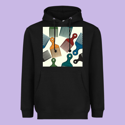 Afro Combs Seamless Patterns Heavyweight Hoodie Designed By Bundleandbundleshop