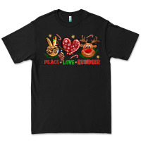 Black peace love reindeer christmas Premium Tee - NancyCooperArtShop