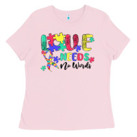Bubblegum Pink love needs no words autism Ladies Tee - MaliasSmallBusiness