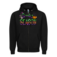 Black Halloween Spooky Season Zipper Hoodie - FaDigitalArtStudio
