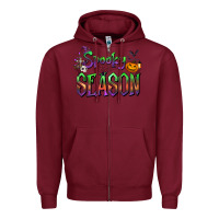 Burgundy Halloween Spooky Season Zipper Hoodie - FaDigitalArtStudio