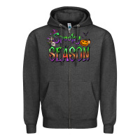 Charcoal Heather Halloween Spooky Season Zipper Hoodie - FaDigitalArtStudio