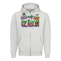 Dove Grey Halloween Spooky Season Zipper Hoodie - FaDigitalArtStudio
