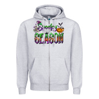 Heather Grey Halloween Spooky Season Zipper Hoodie - FaDigitalArtStudio