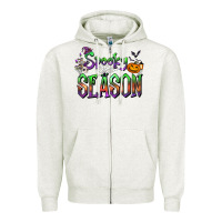 Oatmeal Heather Halloween Spooky Season Zipper Hoodie - FaDigitalArtStudio