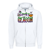 White Halloween Spooky Season Zipper Hoodie - FaDigitalArtStudio