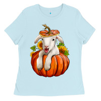 Baby Blue fall pumpkin lamb nancy cooper Ladies Tee - NancyCooperArtShop