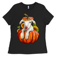 Black fall pumpkin lamb nancy cooper Ladies Tee - NancyCooperArtShop