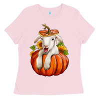 Bubblegum Pink fall pumpkin lamb nancy cooper Ladies Tee - NancyCooperArtShop