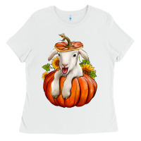 White fall pumpkin lamb nancy cooper Ladies Tee - NancyCooperArtShop