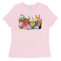 Bubblegum Pink Easter coffee cups Ladies Tee - NancyCooperArtShop