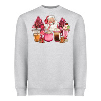 Heather Grey pink christmas pink tree santa coffe cups Heavyweight Sweatshirt - CowGirlArtShop