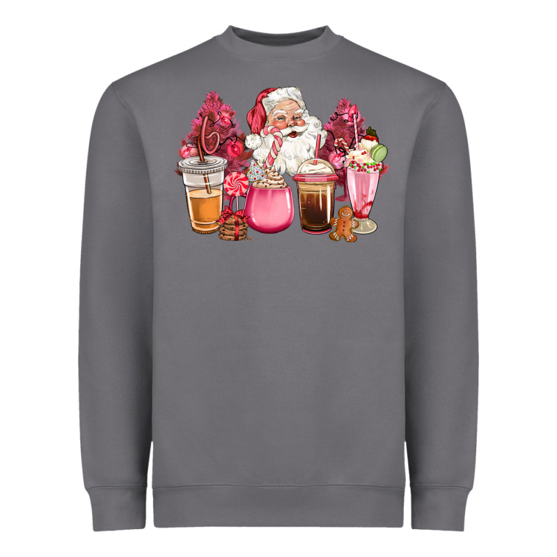 Pink Christmas Pink Tree Santa Coffe Cups Heavyweight Sweatshirt by CowGirlArtShop | Teevron