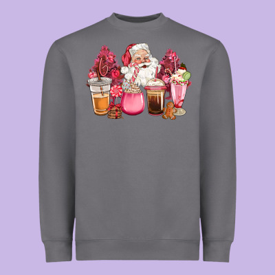 Pink Christmas Pink Tree Santa Coffe Cups Heavyweight Sweatshirt Designed By Cowgirlartshop