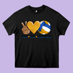 Peace Love Volleyball Heavy Core Tee Designed By Adodesignshop