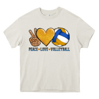 Cream peace love volleyball Heavy Core Tee - AdoDesignShop