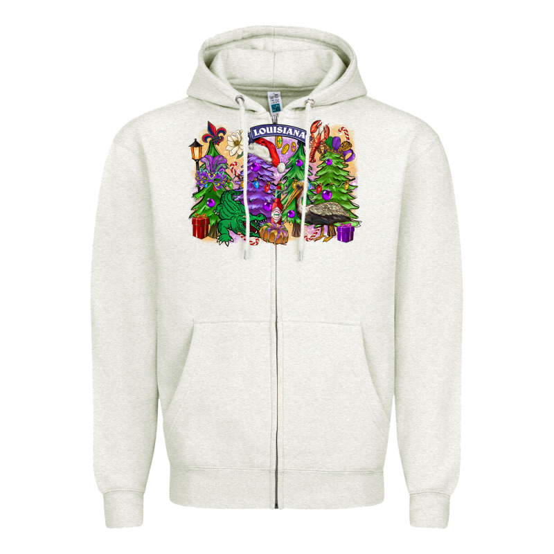 Christmas Louisiana Mardi Gras Trees Zipper Hoodie by FaDigitalArtStudio | Teevron