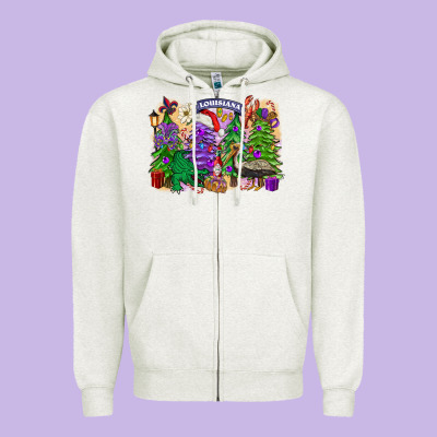 Christmas Louisiana Mardi Gras Trees Zipper Hoodie Designed By Fadigitalartstudio
