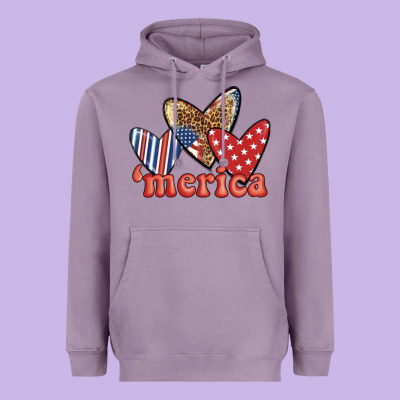 Merica 4th Of July Hearts Heavyweight Hoodie Designed By Bundleandbundleshop