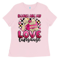 Bubblegum Pink books are my love language Ladies Tee - MaliasSmallBusiness