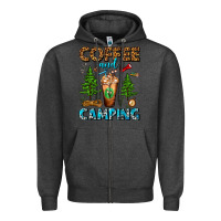 Charcoal Heather Coffee And Camping Frappe Zipper Hoodie - FaDigitalArtStudio