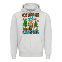 Dove Grey Coffee And Camping Frappe Zipper Hoodie - FaDigitalArtStudio