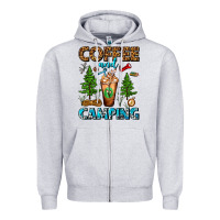 Heather Grey Coffee And Camping Frappe Zipper Hoodie - FaDigitalArtStudio