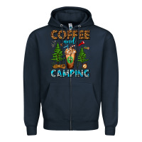Navy Coffee And Camping Frappe Zipper Hoodie - FaDigitalArtStudio