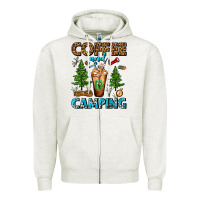Oatmeal Heather Coffee And Camping Frappe Zipper Hoodie - FaDigitalArtStudio