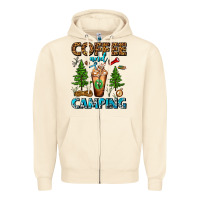 Sandshell Coffee And Camping Frappe Zipper Hoodie - FaDigitalArtStudio