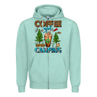 Seafoam Coffee And Camping Frappe Zipper Hoodie - FaDigitalArtStudio