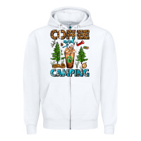White Coffee And Camping Frappe Zipper Hoodie - FaDigitalArtStudio