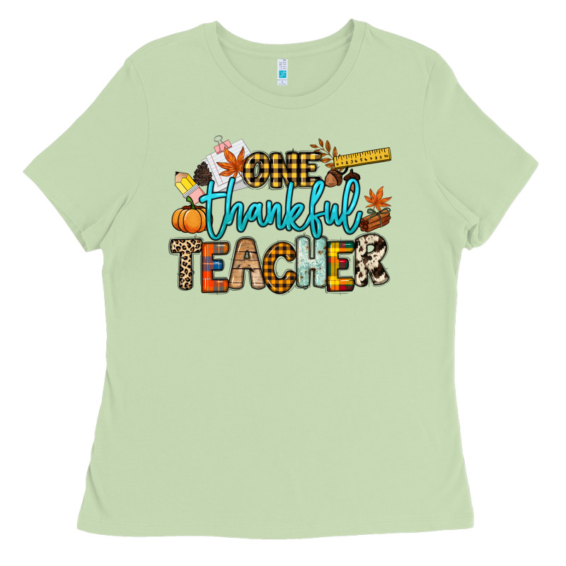 One Thankful Teacher Ladies Tee by NancyCooperArtShop | Teevron