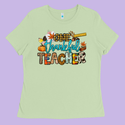 One Thankful Teacher Ladies Tee Designed By Nancycooperartshop