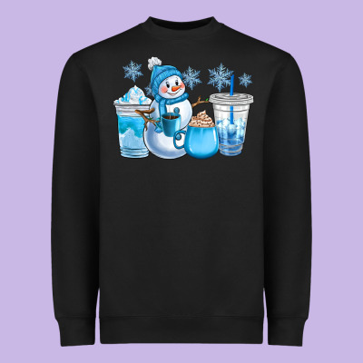 Winter Snowman Coffee Cups Heavyweight Sweatshirt Designed By Cowgirlartshop