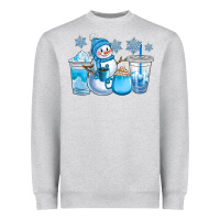Heather Grey winter snowman coffee cups Heavyweight Sweatshirt - CowGirlArtShop