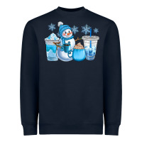 Navy winter snowman coffee cups Heavyweight Sweatshirt - CowGirlArtShop