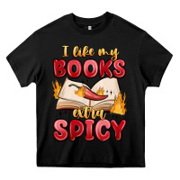 Black i like my books extra spicy Heavy Core Tee - MaliasSmallBusiness