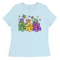 Baby Blue mardi gras bead dogs Ladies Tee - MaliasSmallBusiness