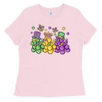 Bubblegum Pink mardi gras bead dogs Ladies Tee - MaliasSmallBusiness