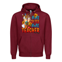 Burgundy Half Coffee Half Teacher Zipper Hoodie - FaDigitalArtStudio